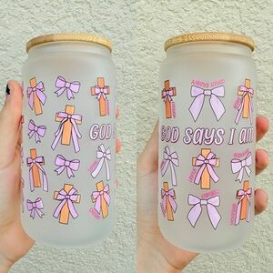 Inspirational Frosted Glass Cup with Bamboo Lid